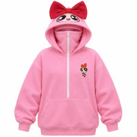 Pink Power Hoodie with red bow on the hood
